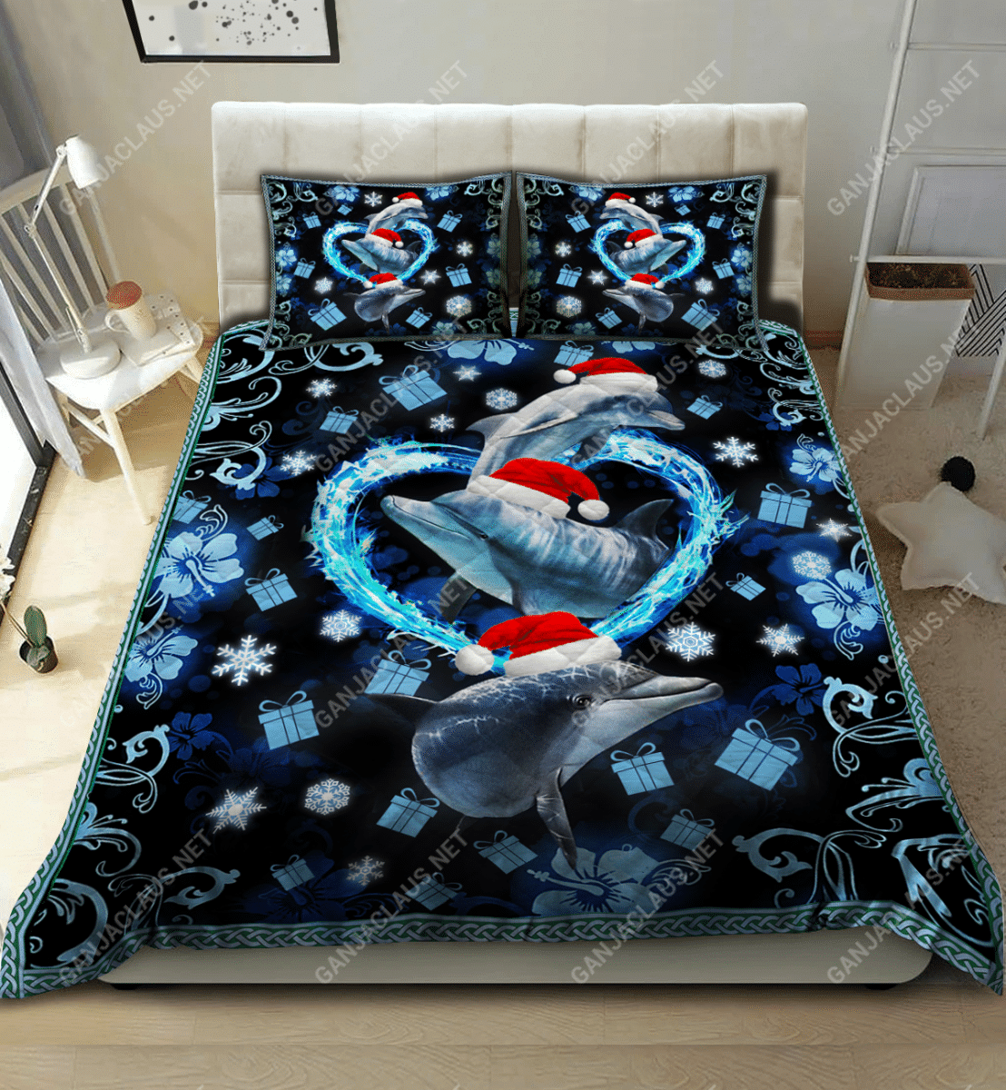 Christmas Dolphin Bedding Set