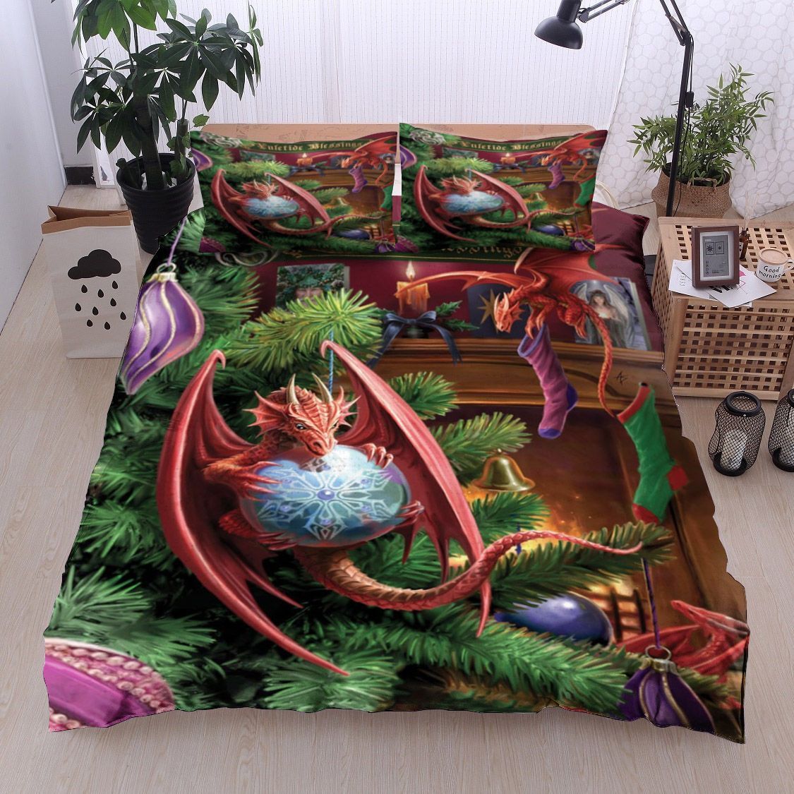 Christmas Dragons Bedding Set