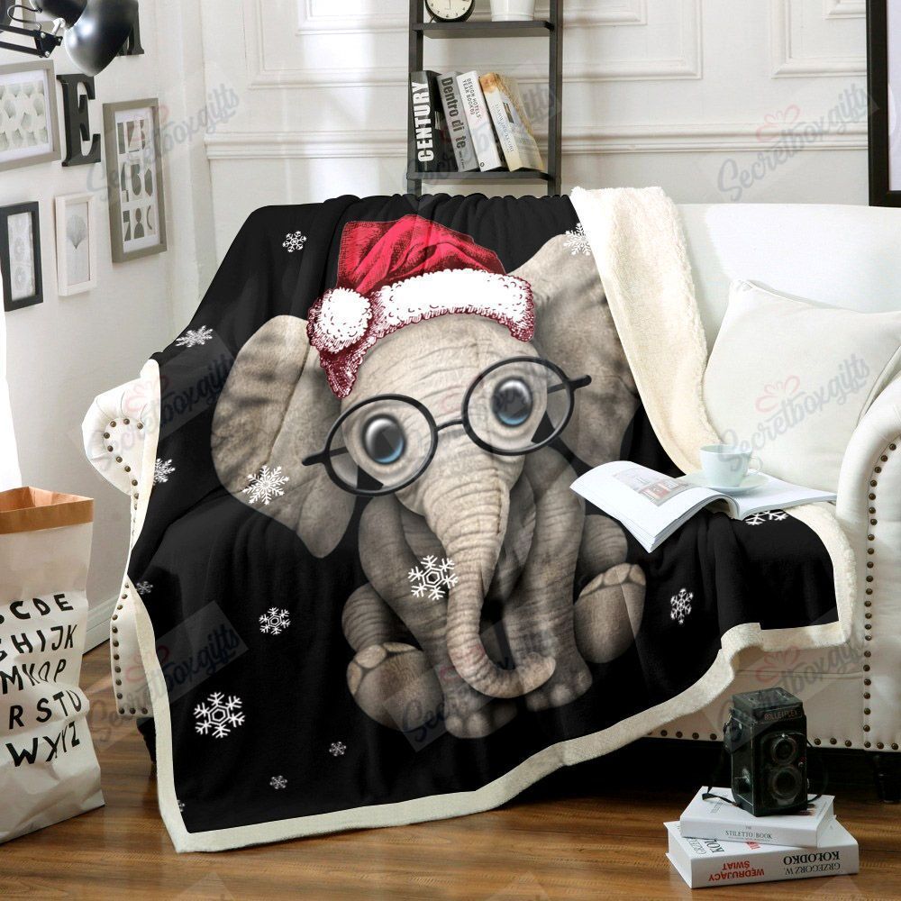 Christmas Elephant Fleece Blanket