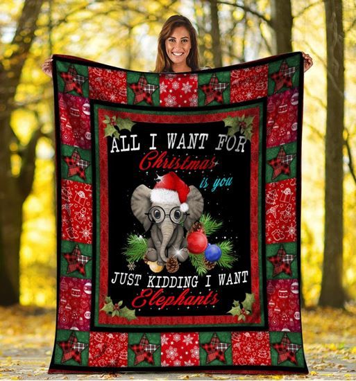 Christmas Elephant Fleece Blanket