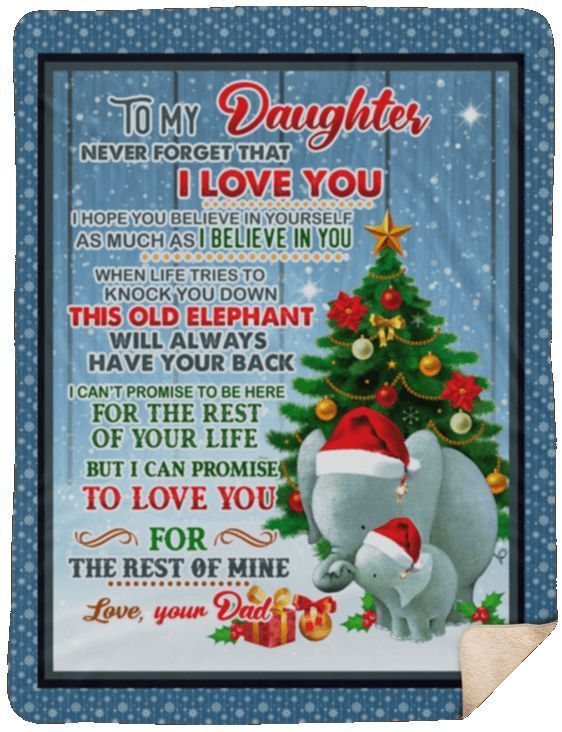 Christmas Elephant To My Daughter Sherpa Fleece Blanket