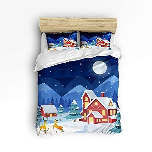 Christmas Eve Red House Bedding Set