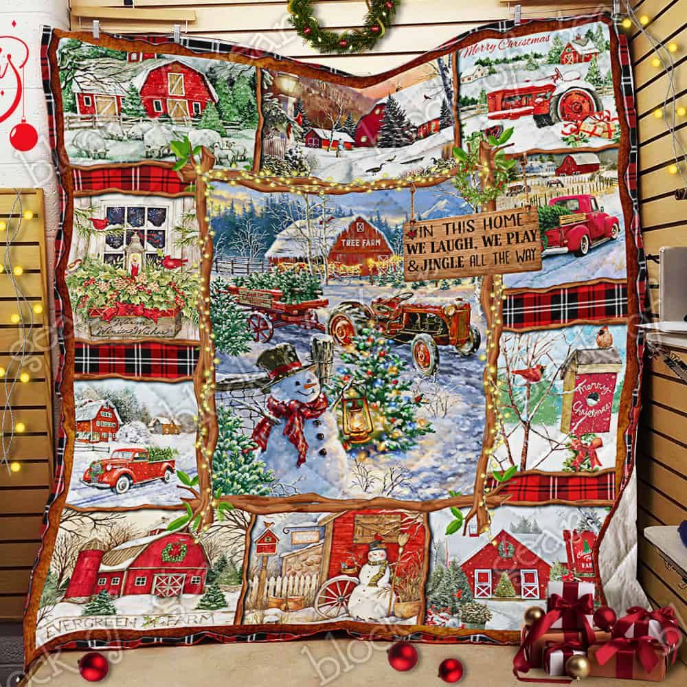 Christmas Farmhouse CL14100127MDQ Quilt Blanket