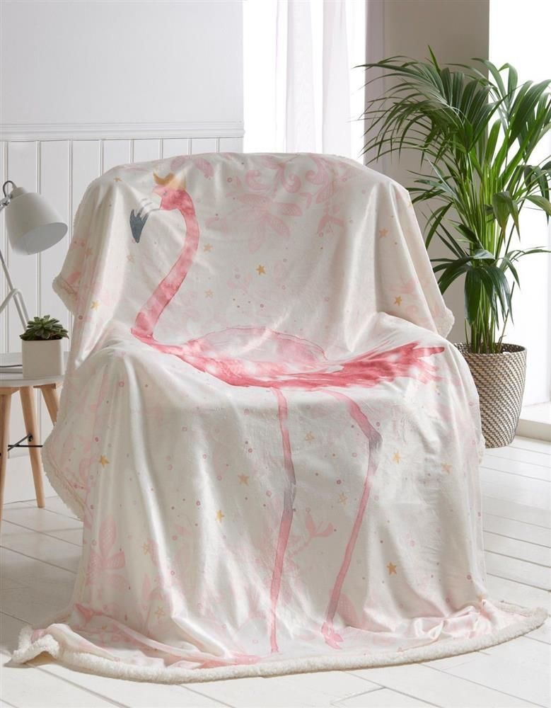 Christmas Flamingo Sherpa Fleece Blanket