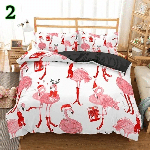 Christmas Flamingo Bedding Set