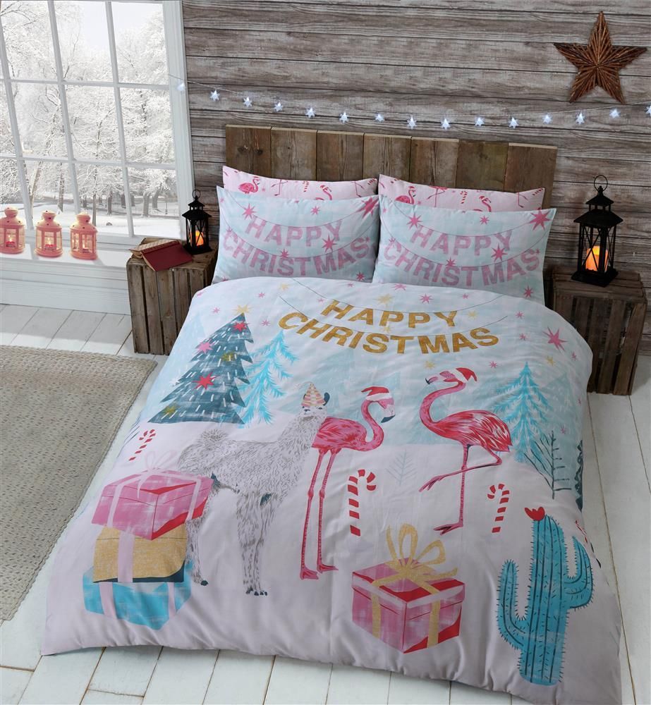 Christmas Flamingo Bedding Set