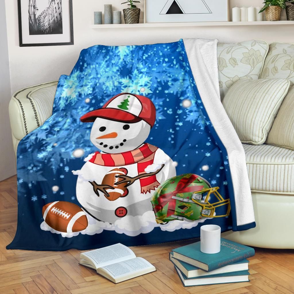 Christmas Football Snowman Sherpa Fleece Blanket