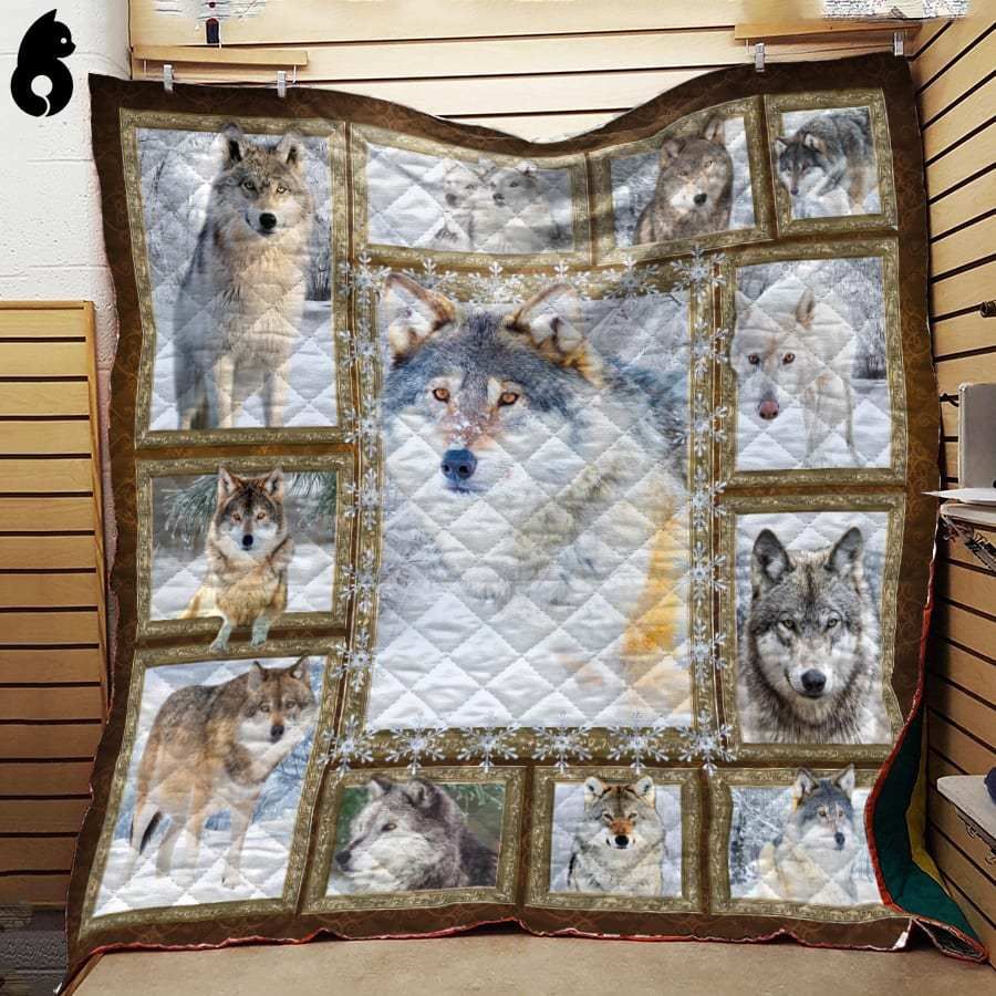 Christmas Frame Wolf Quilt Blanket Dhc191212Vt