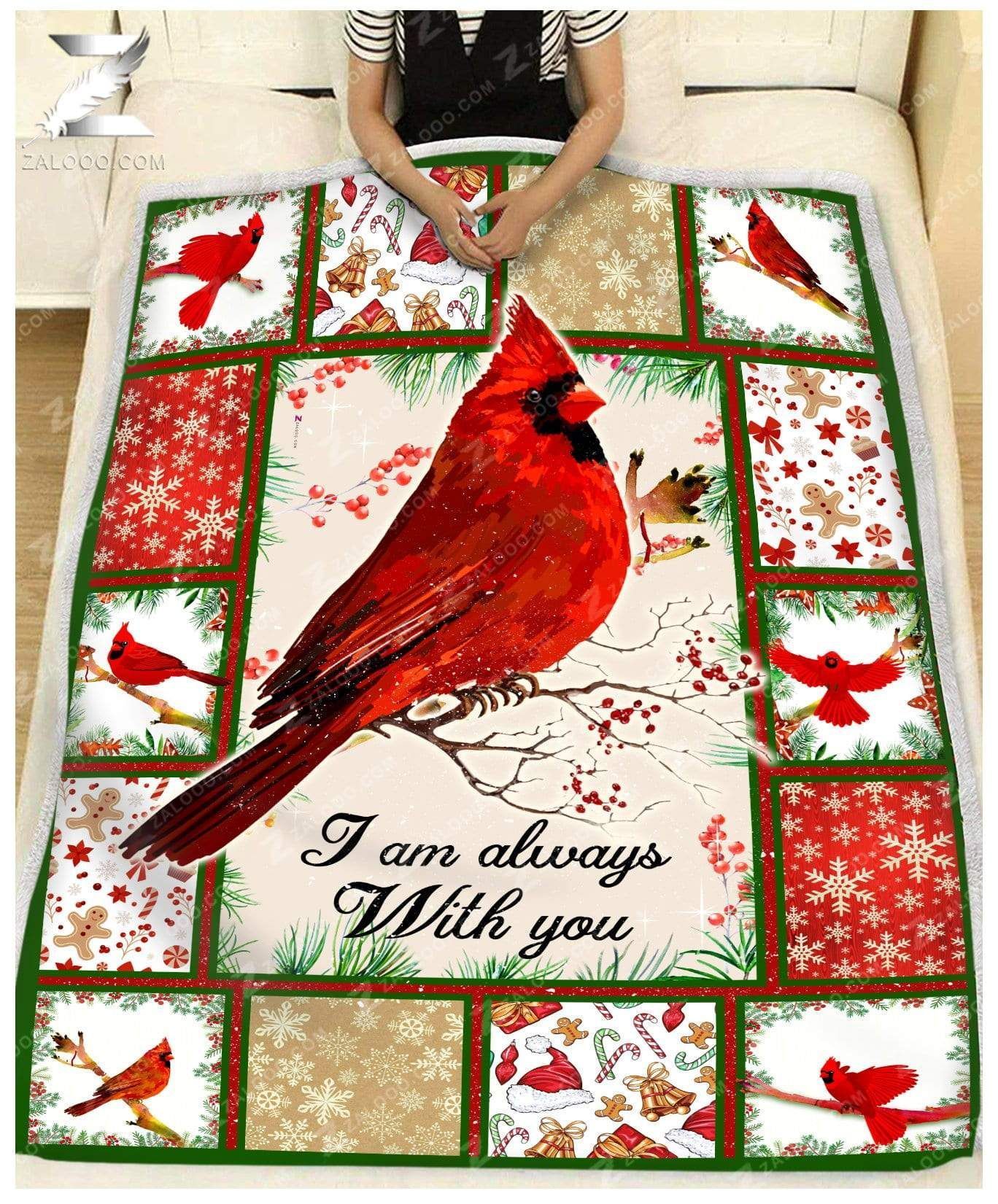 Christmas Gift Cardinal I Am Always With You Sherpa Fleece Blanket