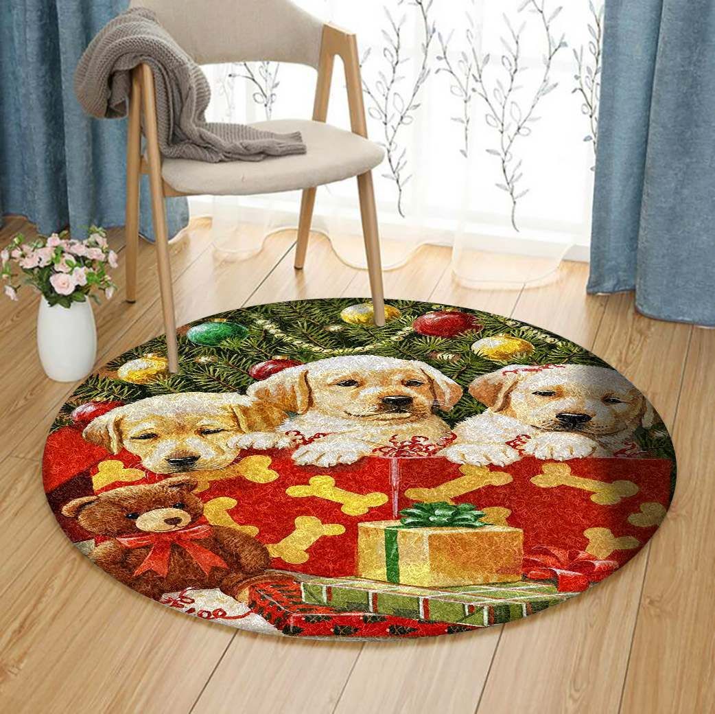 Christmas Gift Golden Round Carpet