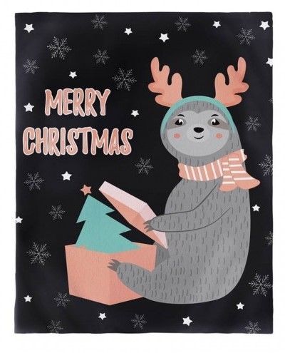 Christmas Gift Sloth Sherpa Fleece Blanket