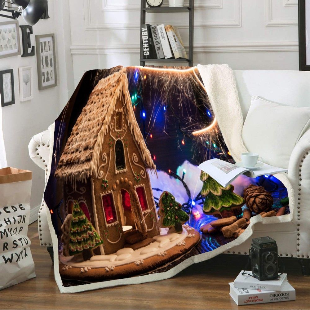 Christmas Ginger House Sherpa Fleece Blanket