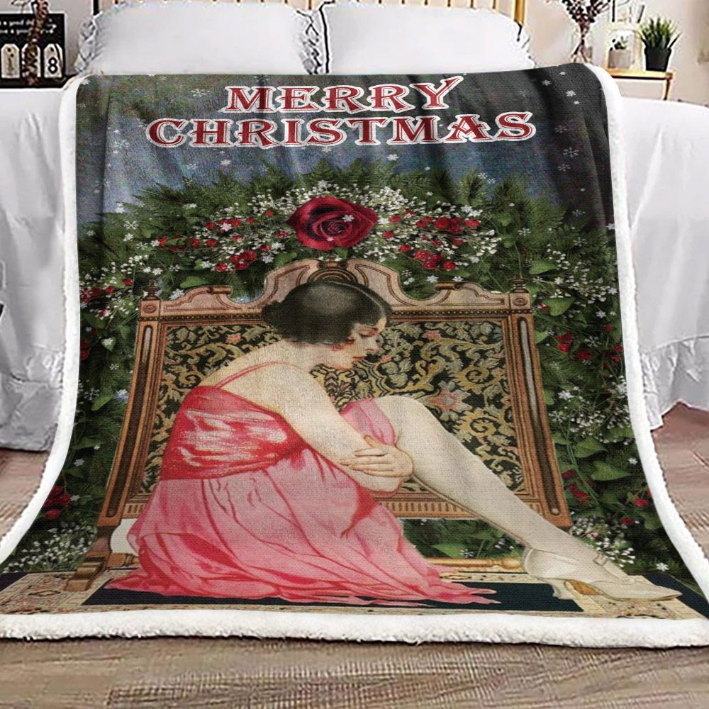 Christmas Girl Sherpa Fleece Blanket