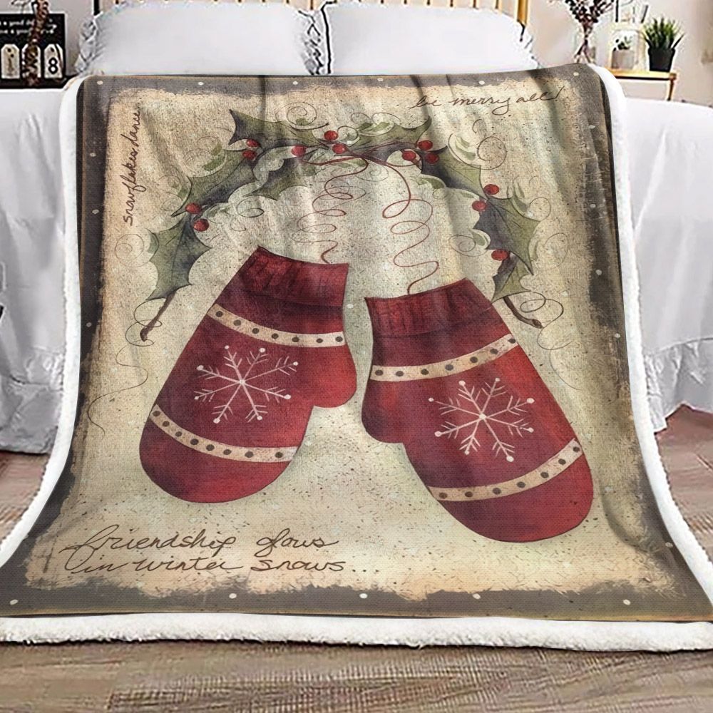 Christmas Gloves Vintage Sherpa Fleece Blanket