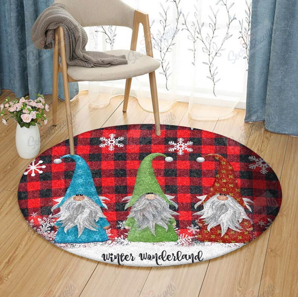 Christmas Gnome Round Carpet