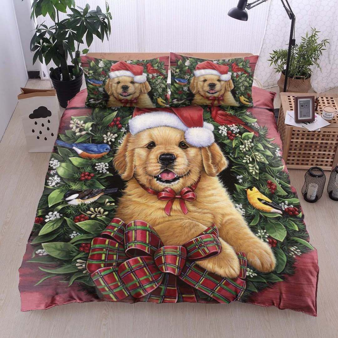 Christmas Golden Retriever Bedding Set