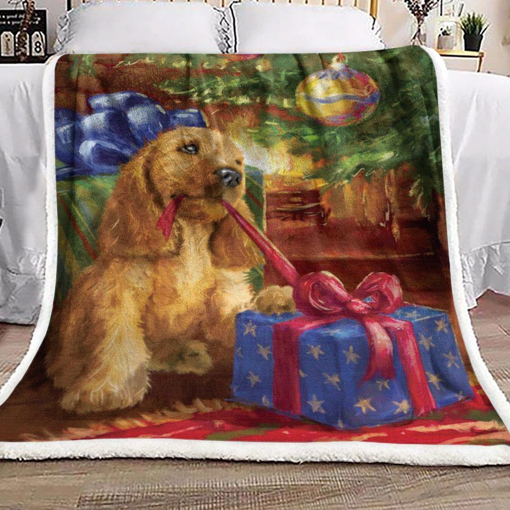 Christmas Golden Retriever Sherpa Fleece Blanket