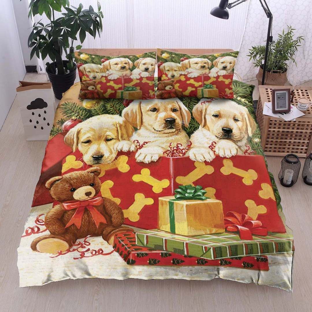 Christmas Golden Retriever Puppy Bedding Set