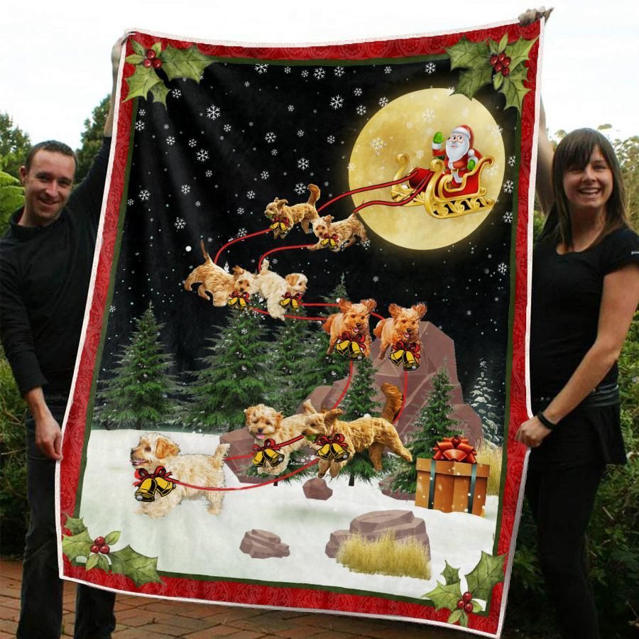 Christmas Goldendoodle Sherpa Fleece Blanket