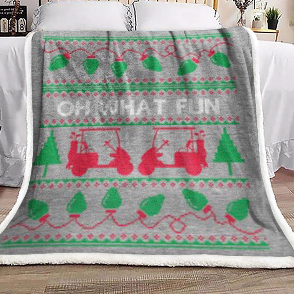 Christmas Golf Sherpa Fleece Blanket