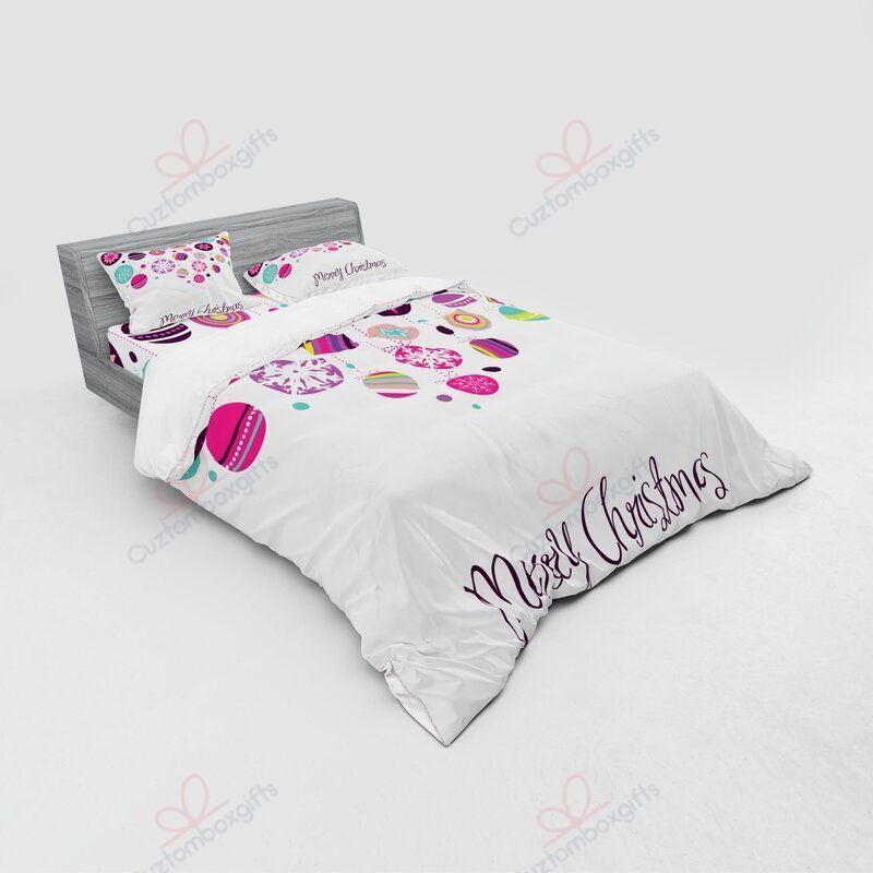 Christmas Graphic Baubles With Snowflake Bedding Set