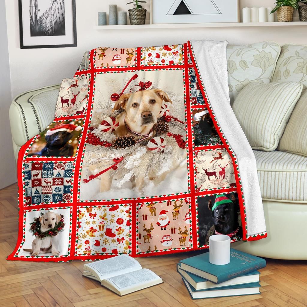 Christmas Happy Labrador Sherpa Fleece Blanket