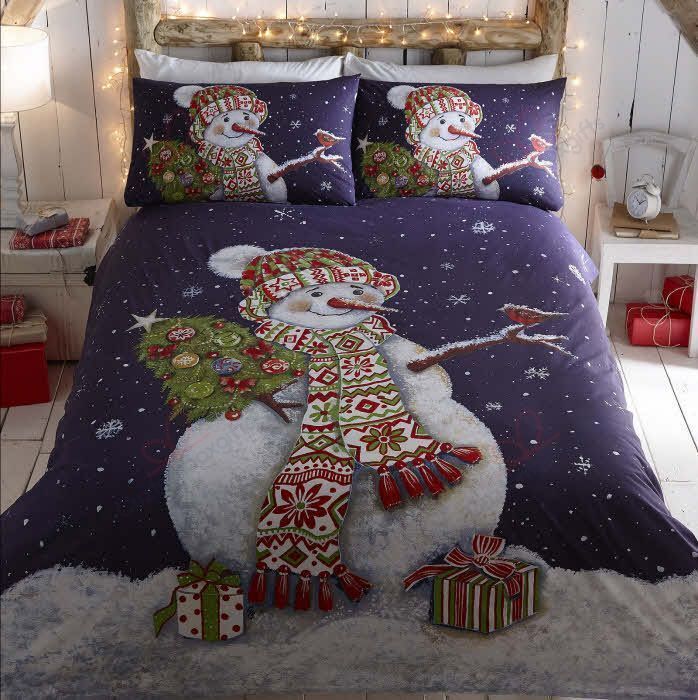 Christmas Happy Snowman Bedding Set