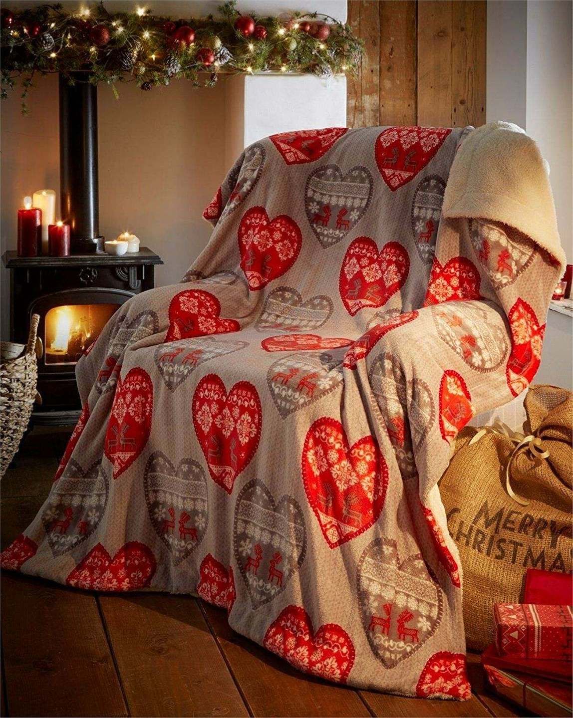 Christmas Heart Sherpa Fleece Blanket