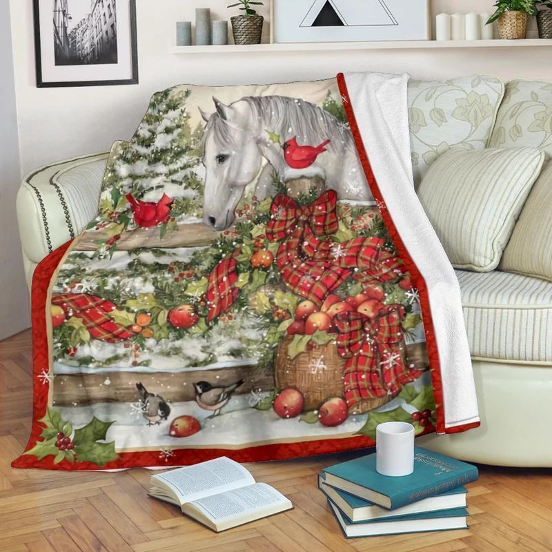 Christmas Horse Sherpa Fleece Blanket