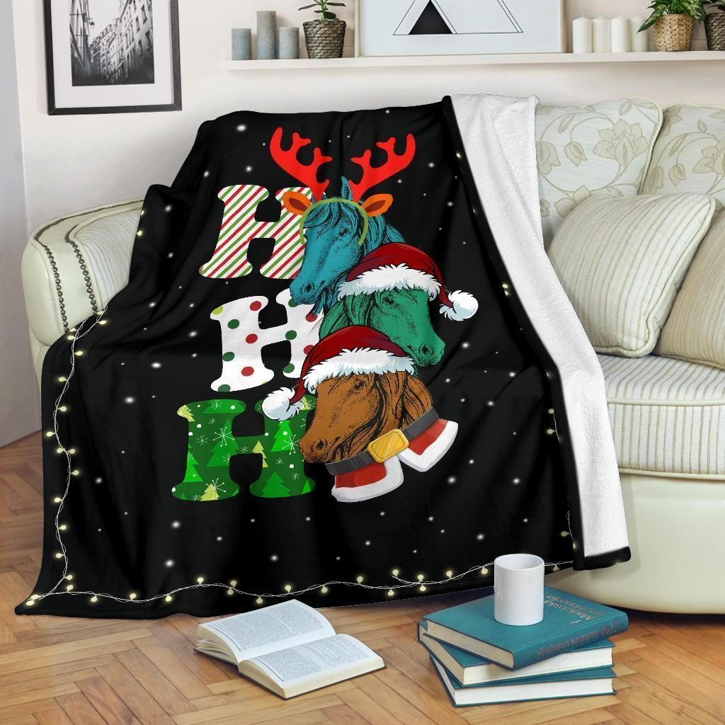 Christmas Horse Sherpa Fleece Blanket