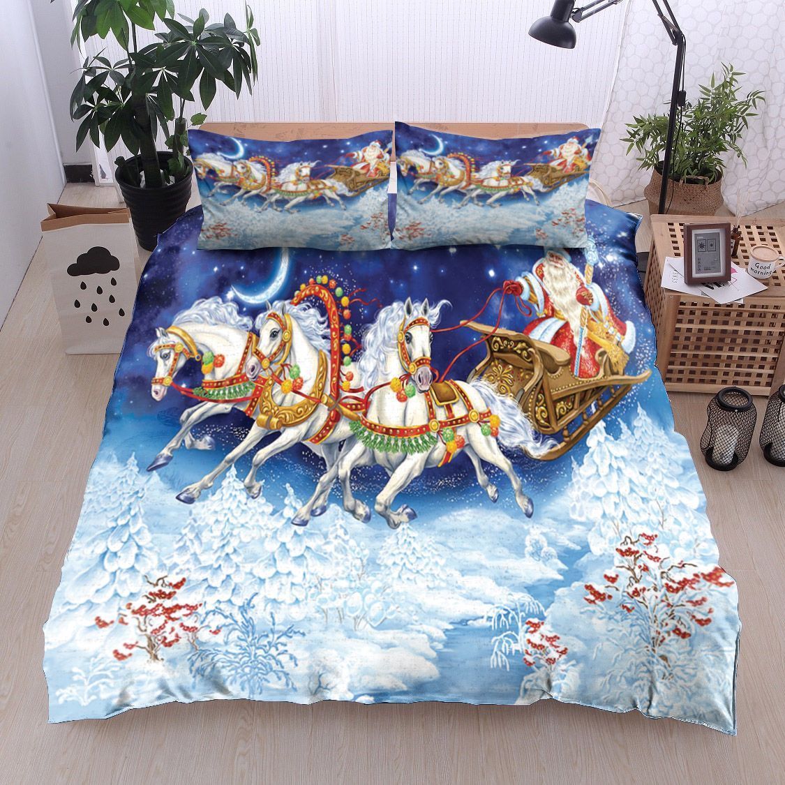 Christmas Horse Santa Claus Bedding Set