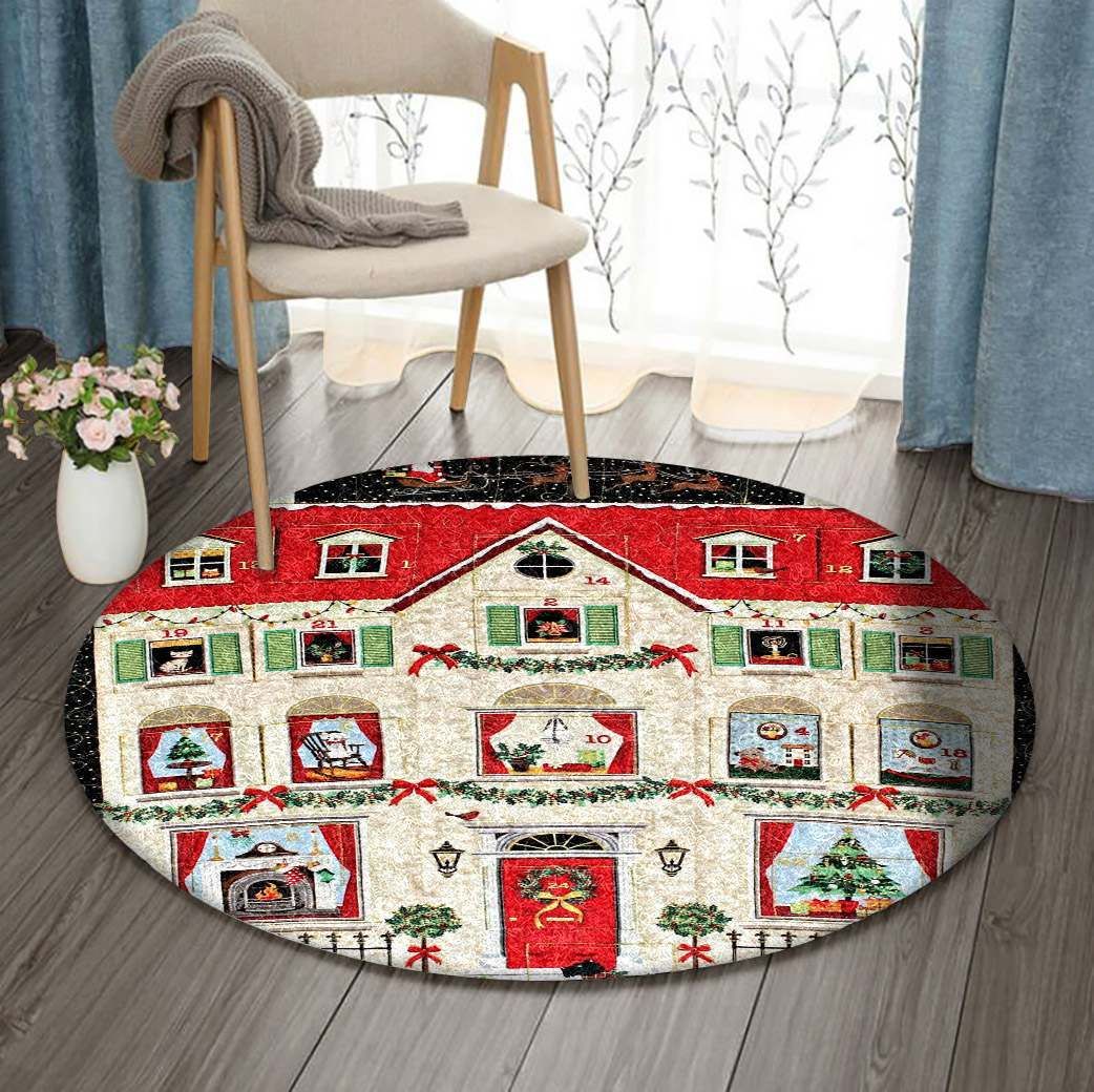 Christmas House Round Carpet
