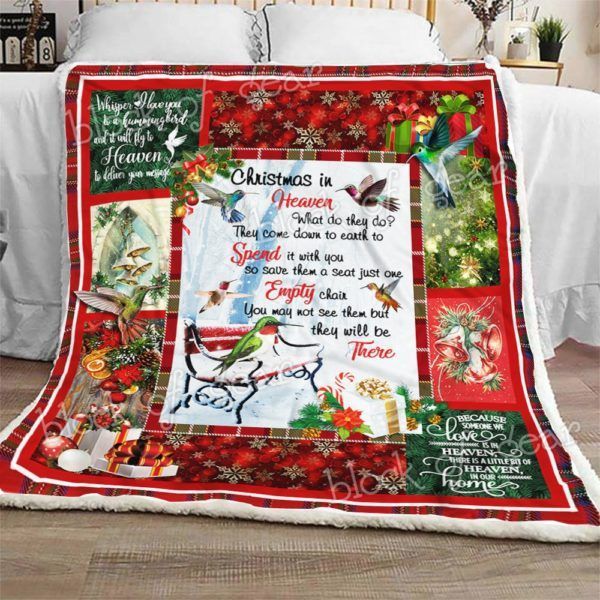 Christmas Hummingbird Sherpa Fleece Blanket