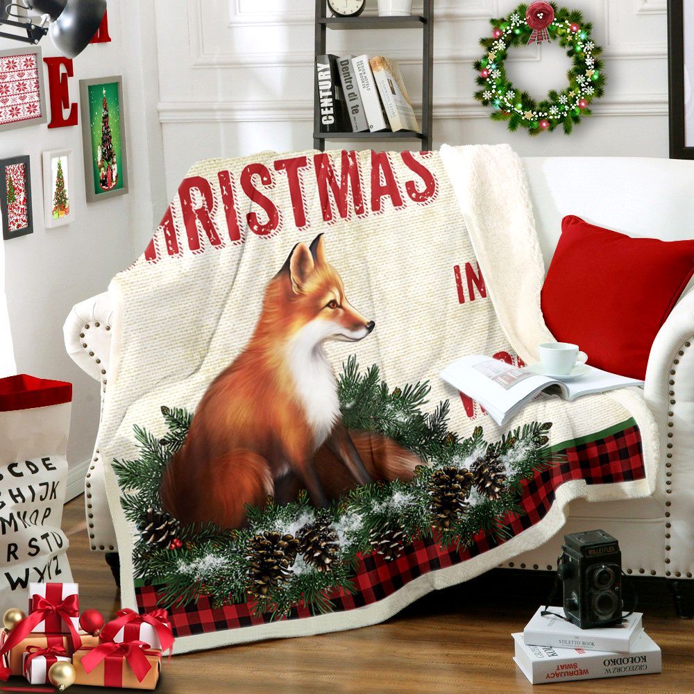 Christmas In The Wood Sherpa Fleece Blanket
