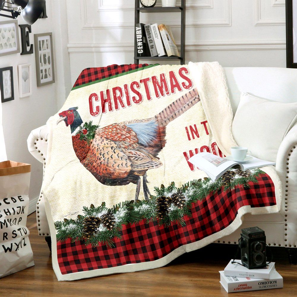 Christmas In The Woods Sherpa Fleece Blanket