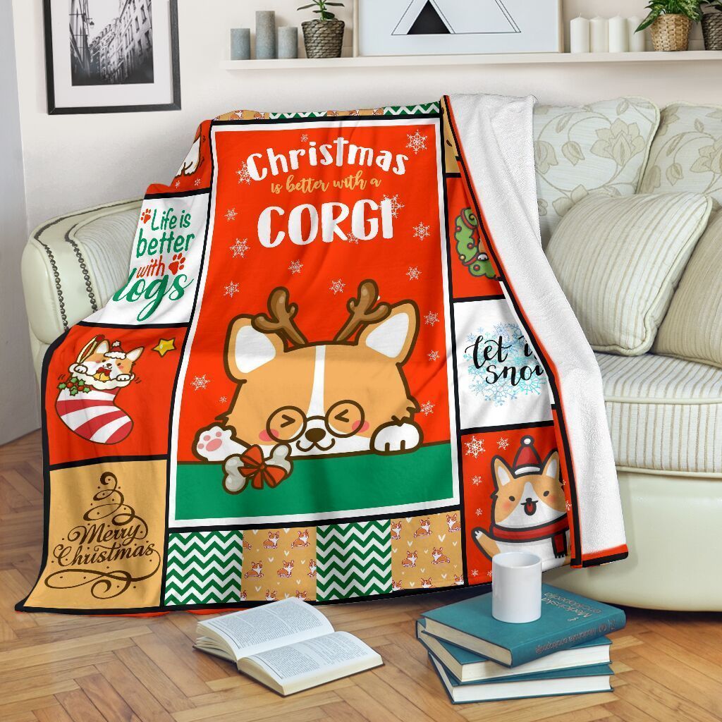 Christmas Is Better With A Corgi Sherpa Fleece Blanket