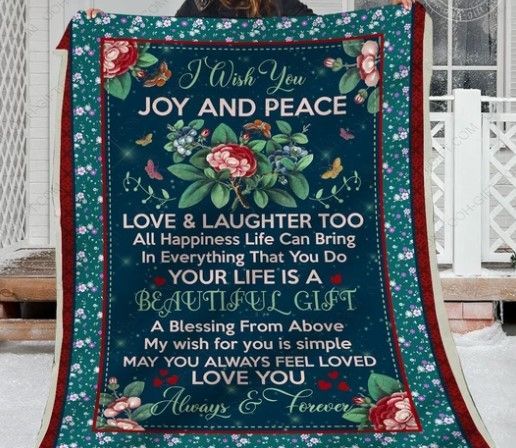 Christmas Joy And Peace Sherpa Fleece Blanket