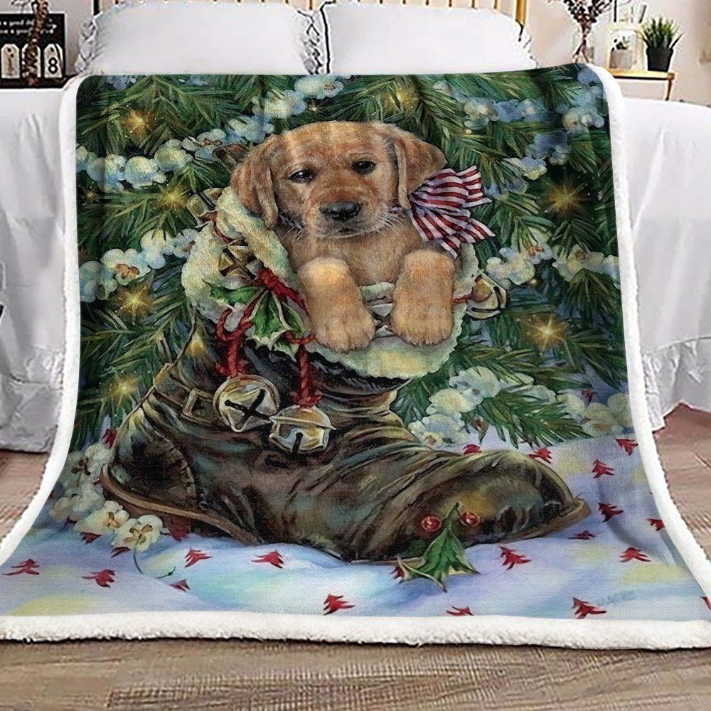 Christmas Labrador Retriever Sherpa Fleece Blanket