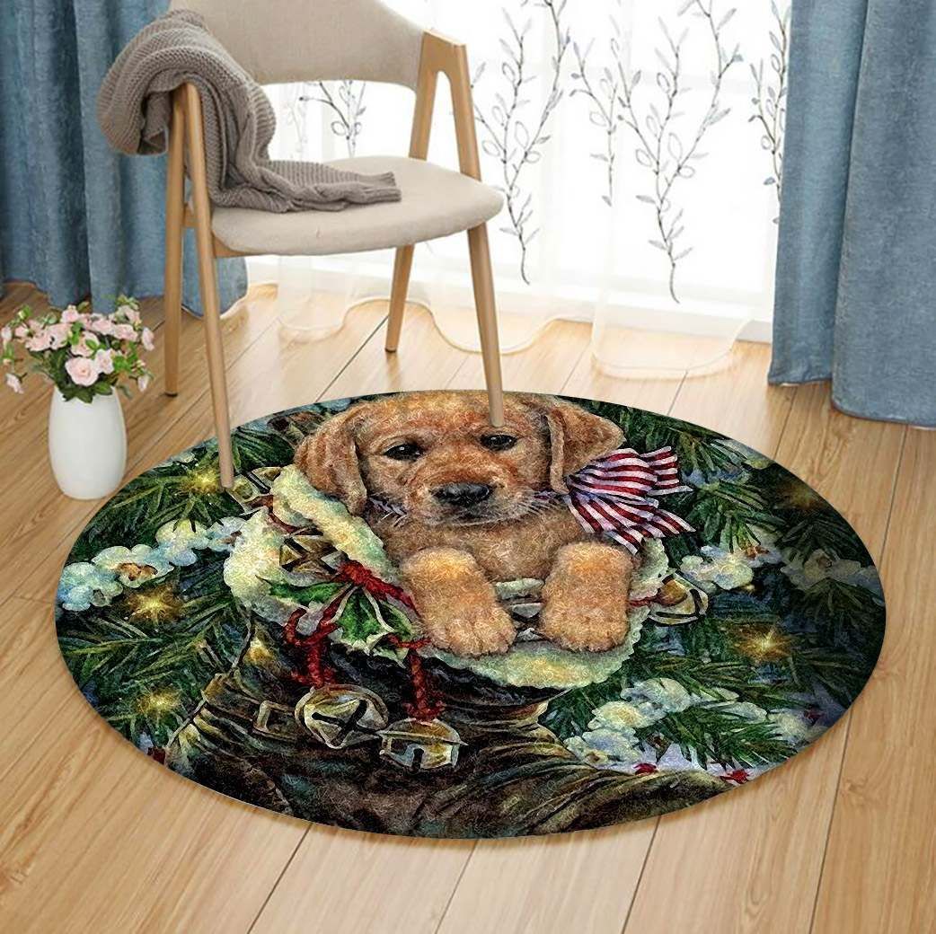 Christmas Labrador Retriever Round Carpet
