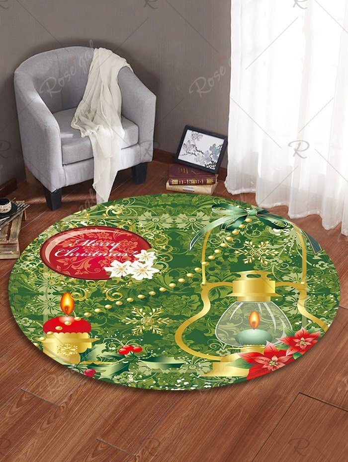 Christmas Light And Balls Round Carpet