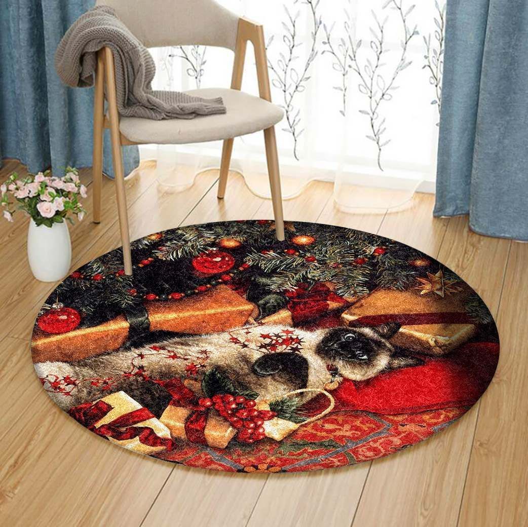 Christmas Little Cat Round Carpet