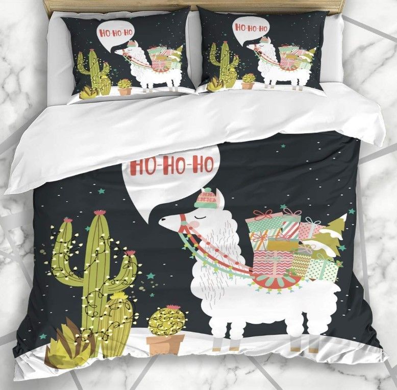 Christmas Llama Cactus Bedding Set