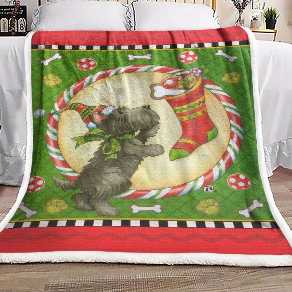 Christmas Miniature Schnauzer Sherpa Fleece Blanket