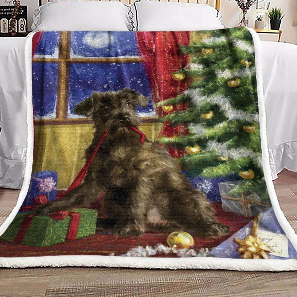 Christmas Miniature Schnauzer Sherpa Fleece Blanket
