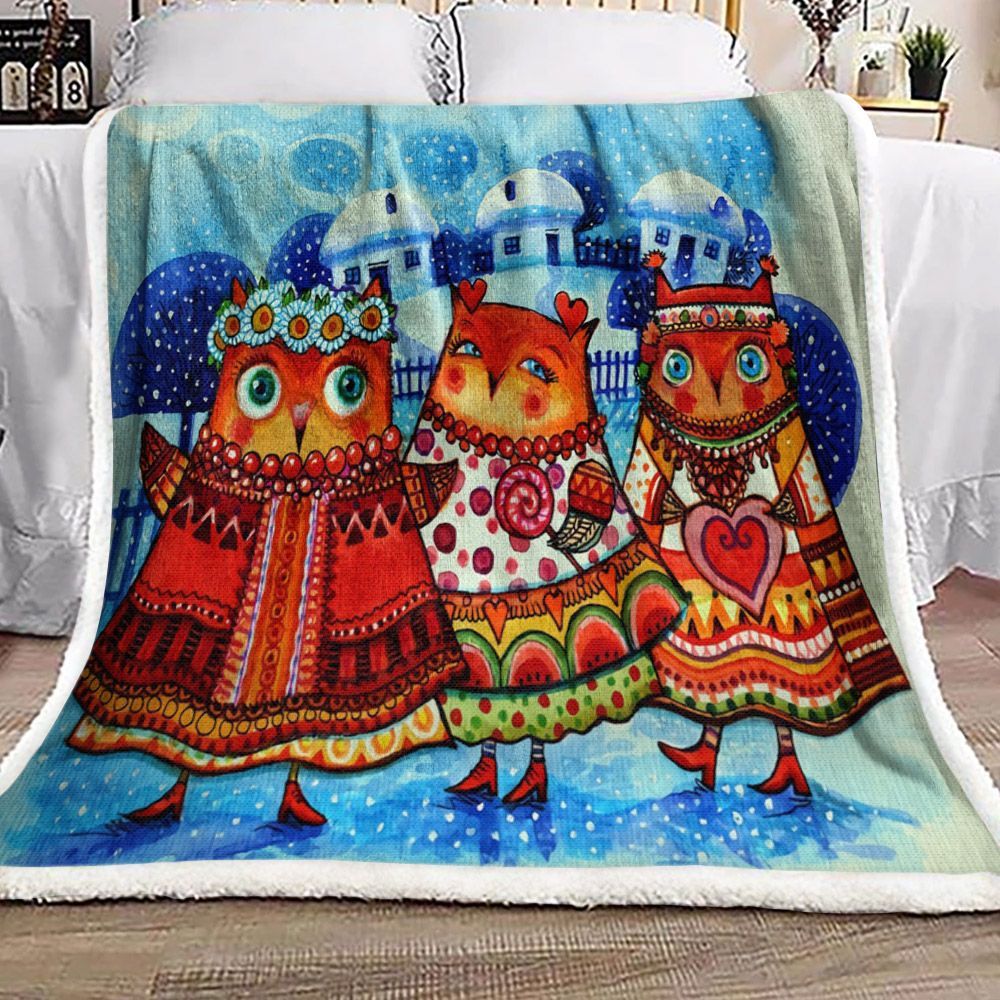 Christmas Owl Sherpa Fleece Blanket