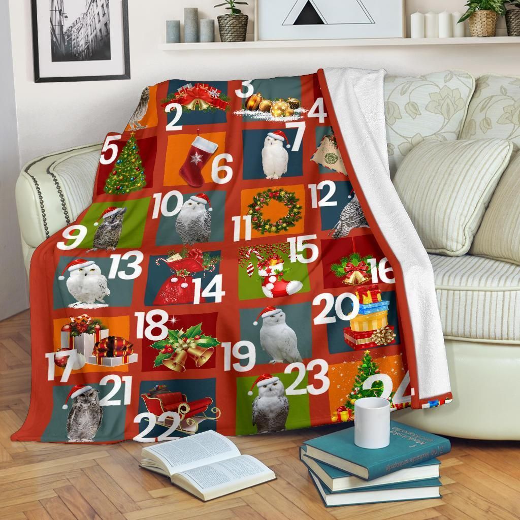Christmas Owl Sherpa Fleece Blanket
