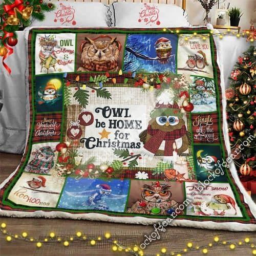 Christmas Owl Sherpa Fleece Blanket