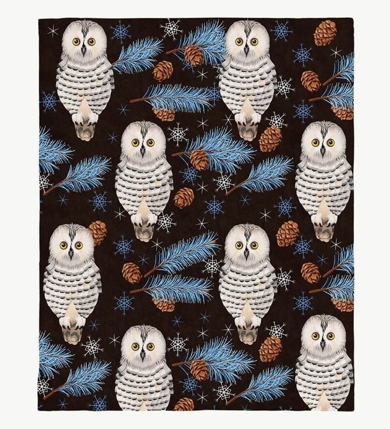 Christmas Owl Sherpa Fleece Blanket