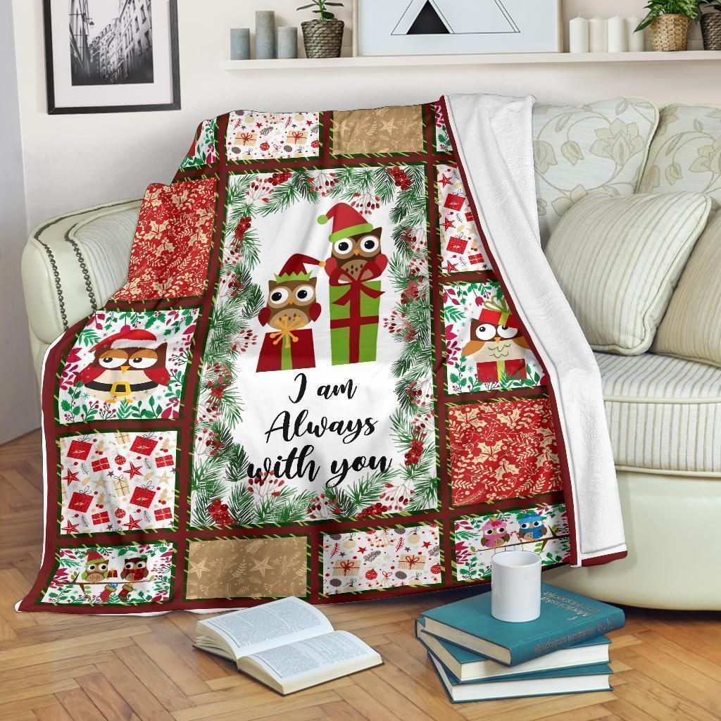 Christmas Owl Gift For Owl Lover Printed Fleece Blanket