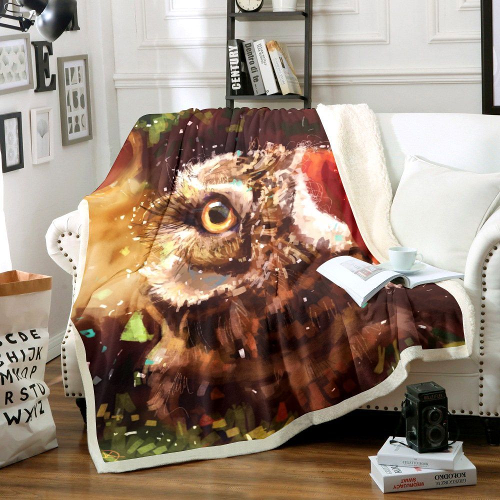 Christmas Owl Sherpa Fleece Blanket